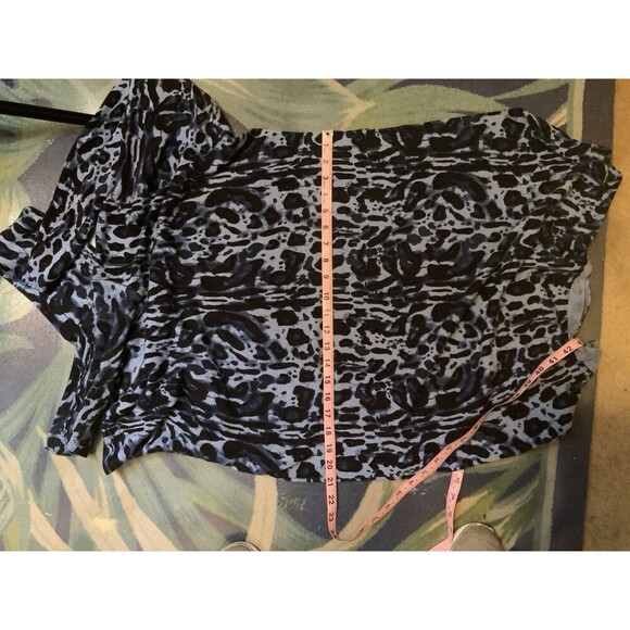 DG2 Diane Gilman 1X Turtleneck Blue Leopard Print Pullover Sweater Dress - Picture 10 of 12